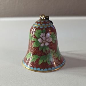 Vintage Floral Cloisonné Bell Ornament